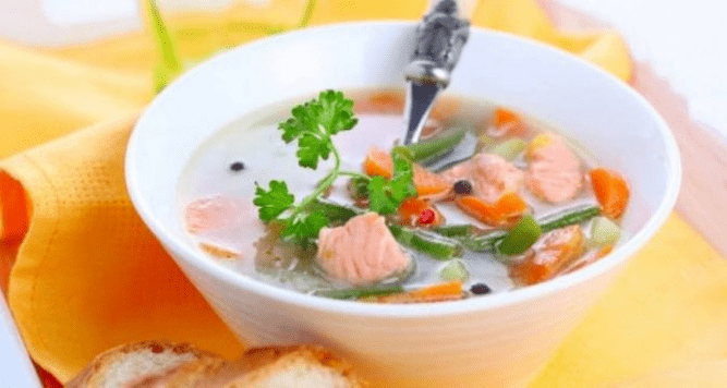 soupe de poisson sur un régime protéiné