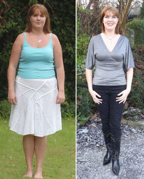 Femme avant et après avoir perdu du poids avec un régime au kéfir